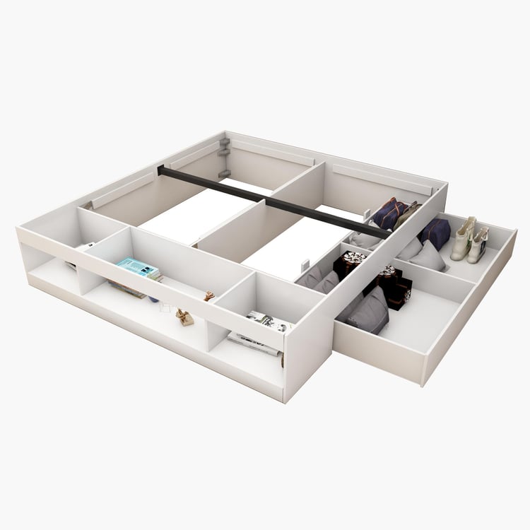 Helios Reynan Frost King Bed with Box Storage - White