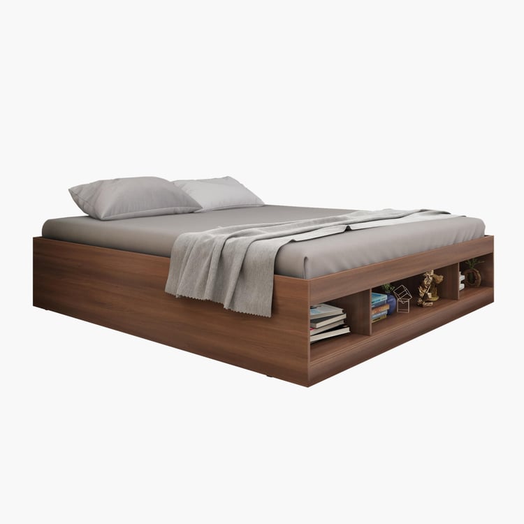 Helios Lewis Bronx King Bed with Box Storage - Brown