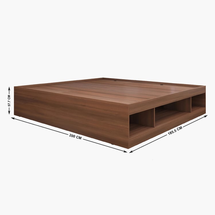 Helios Lewis Bronx King Bed with Box Storage - Brown