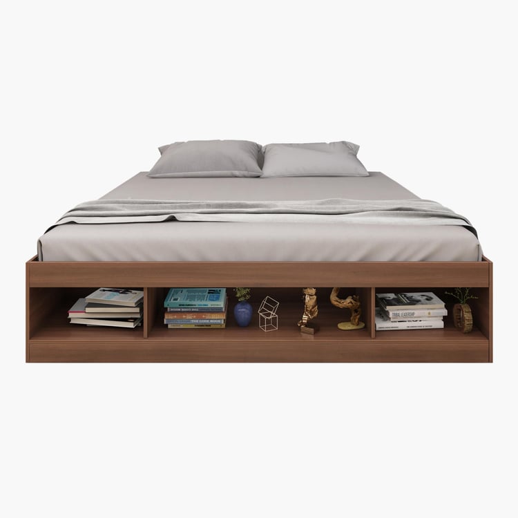 Helios Lewis Bronx King Bed with Box Storage - Brown