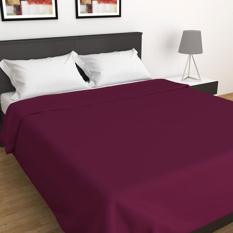 Colour Connect Purple Solid Double Bed Blanket - 220x240cm