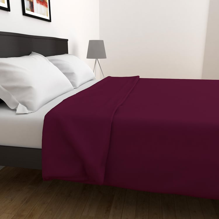 Colour Connect Purple Solid Double Bed Blanket - 220x240cm