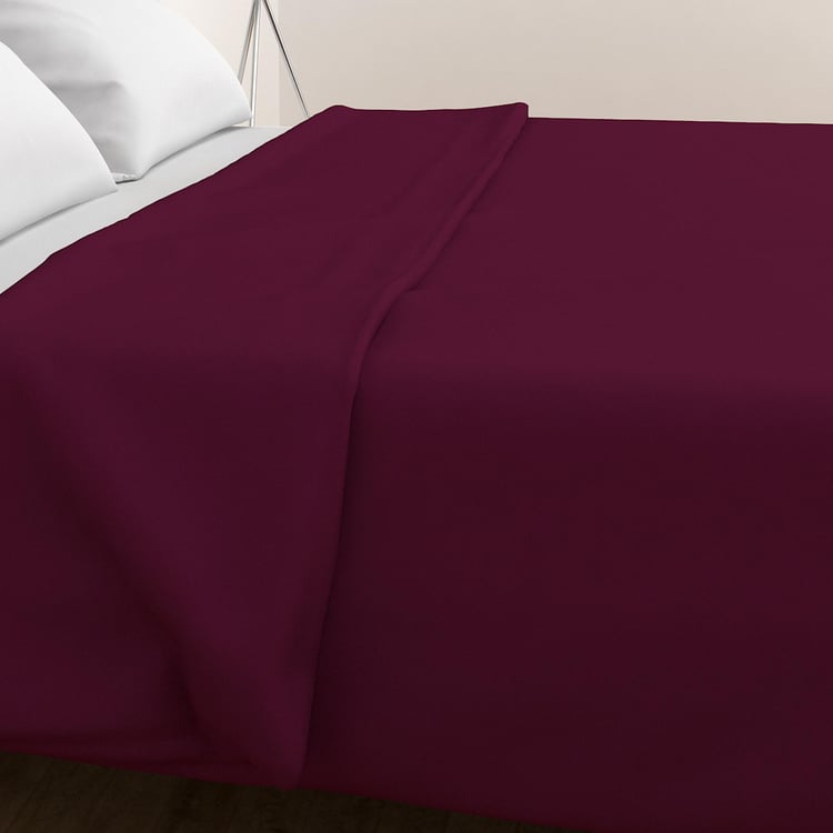 Colour Connect Purple Solid Double Bed Blanket - 220x240cm