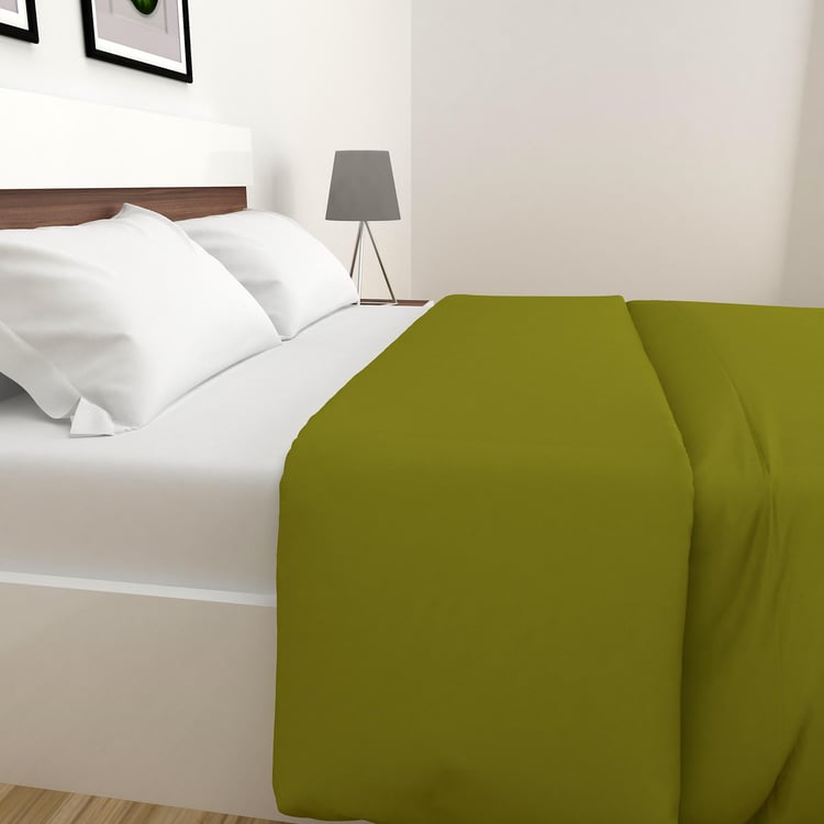 Colour Connect Green Solid Double Bed Quilt - 220x240cm