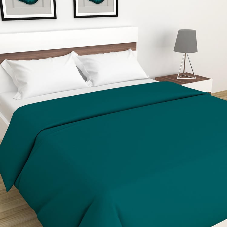 Colour Connect Green Solid Double Bed Quilt - 220x240cm