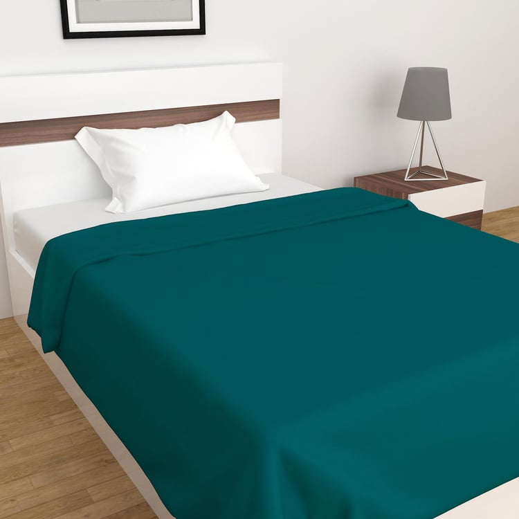 Colour Connect Teal Solid Super Soft Single Bed Blanket - 135x200cm