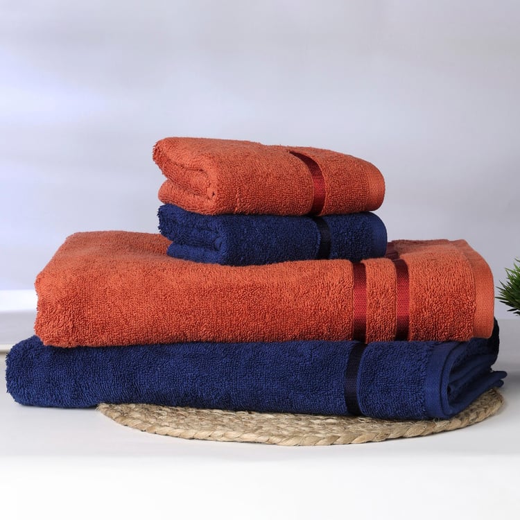 Spaces Atrium Bath Navy Blue Cotton Towel Set - 4Pcs