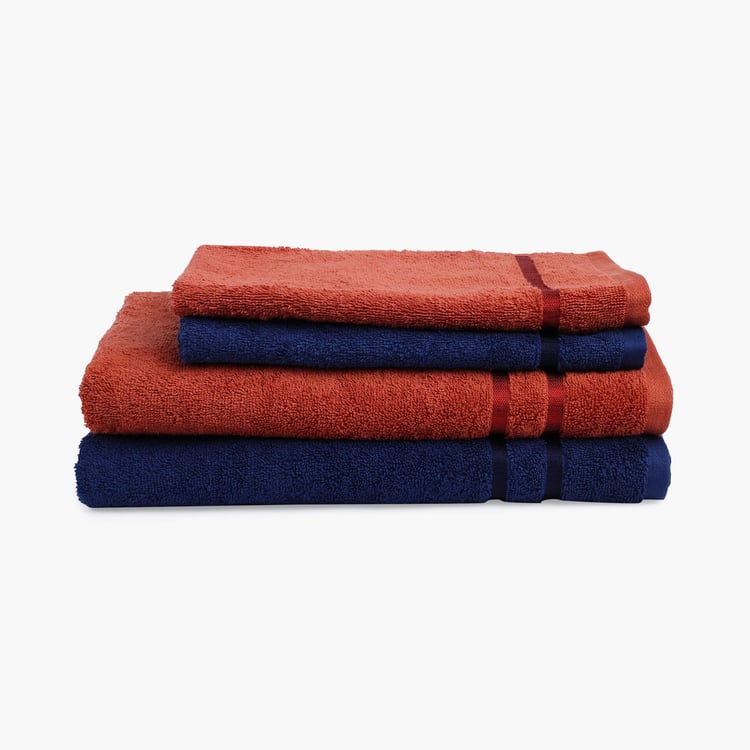 Spaces Atrium Bath Navy Blue Cotton Towel Set - 4Pcs