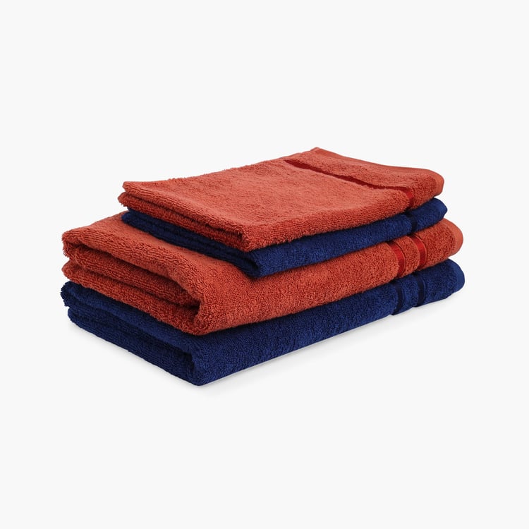 Spaces Atrium Bath Navy Blue Cotton Towel Set - 4Pcs