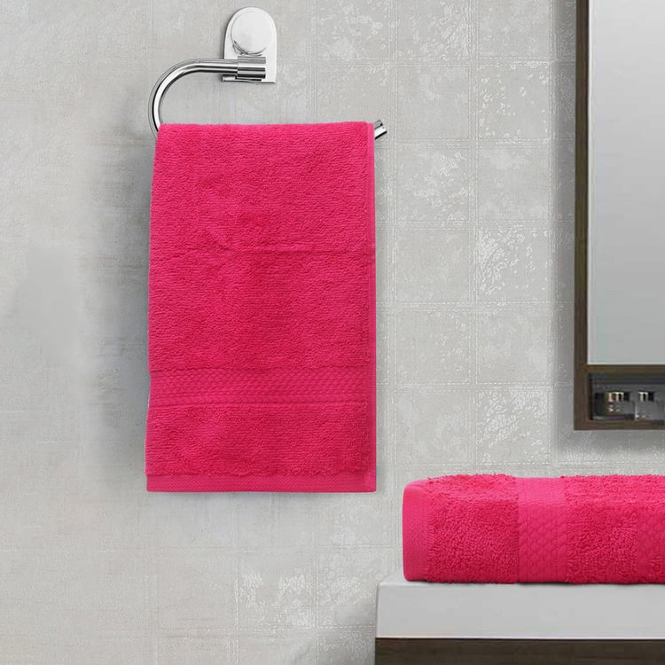 SPACES Colorfas Pink Textured Cotton Hand Towel - 40x60cm - Set of 2