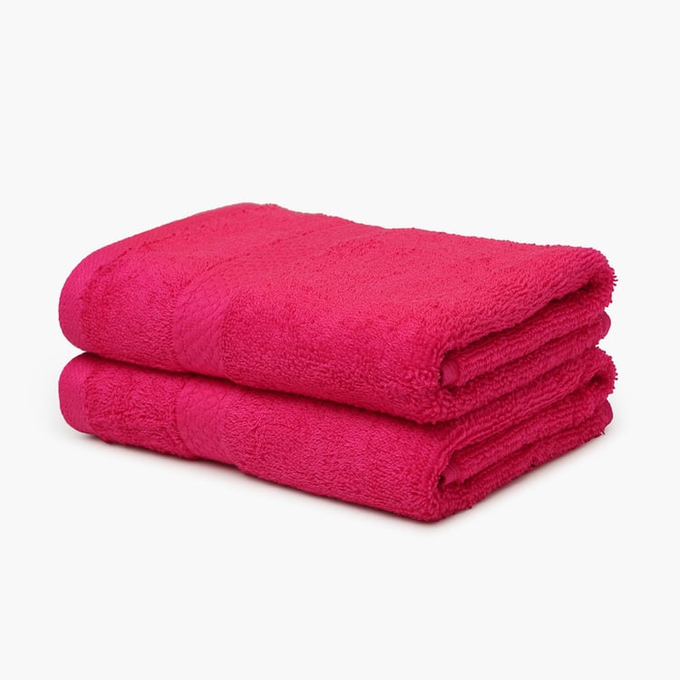 SPACES Colorfas Pink Textured Cotton Hand Towel - 40x60cm - Set of 2