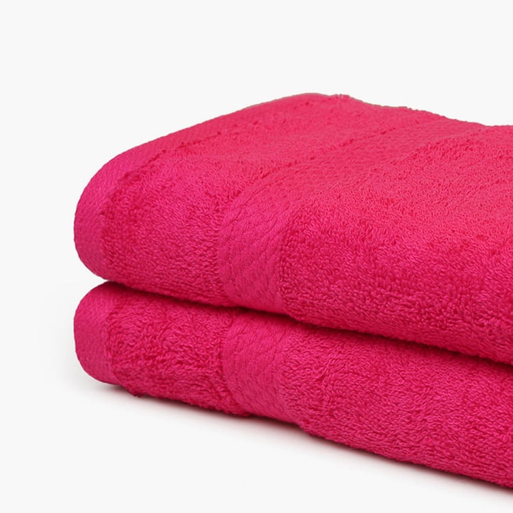 SPACES Colorfas Pink Textured Cotton Hand Towel - 40x60cm - Set of 2