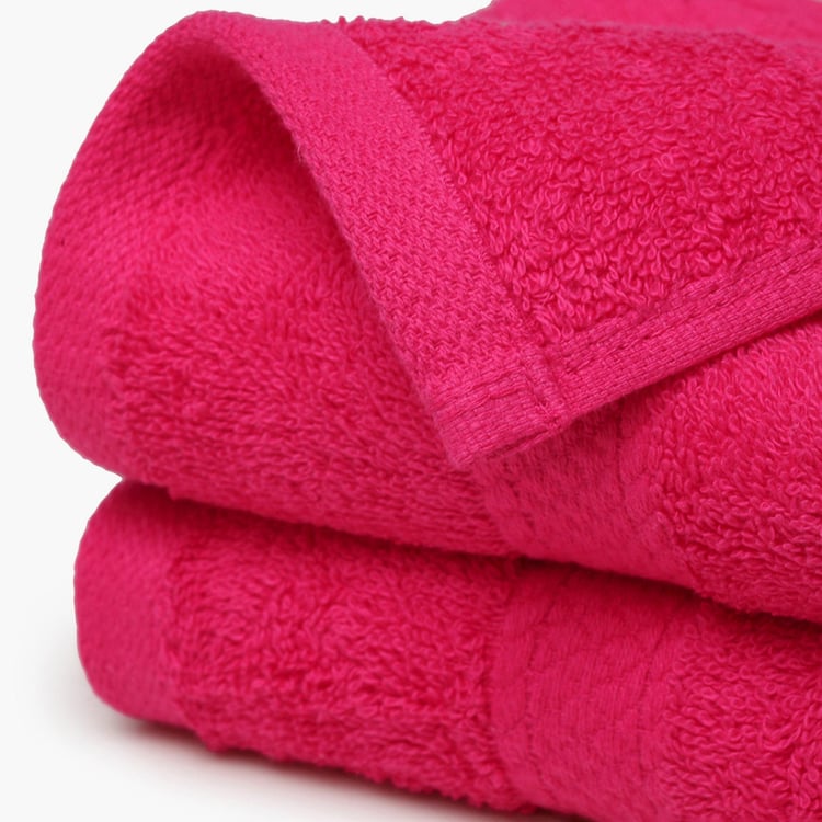 SPACES Colorfas Pink Textured Cotton Hand Towel - 40x60cm - Set of 2