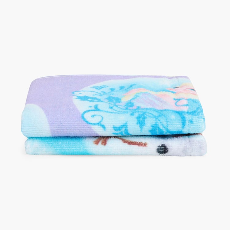 SPACES Kids Set of 2 Frozen Printed Face Towels, Blue - 30x30cm