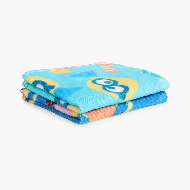 SPACES Kids Set of 2 Cotton Minion Printed Face Towels, Blue - 30x30cm