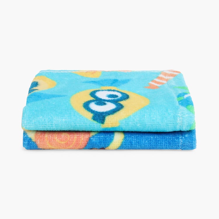 SPACES Kids Set of 2 Cotton Minion Printed Face Towels, Blue - 30x30cm