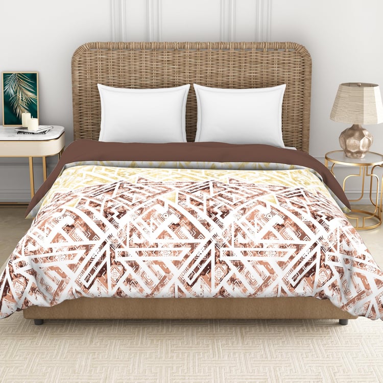SPACES Geostance Brown Printed Cotton Queen Quilt - 224x270cm