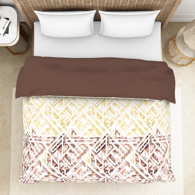 SPACES Geostance Brown Printed Cotton Queen Quilt - 224x270cm