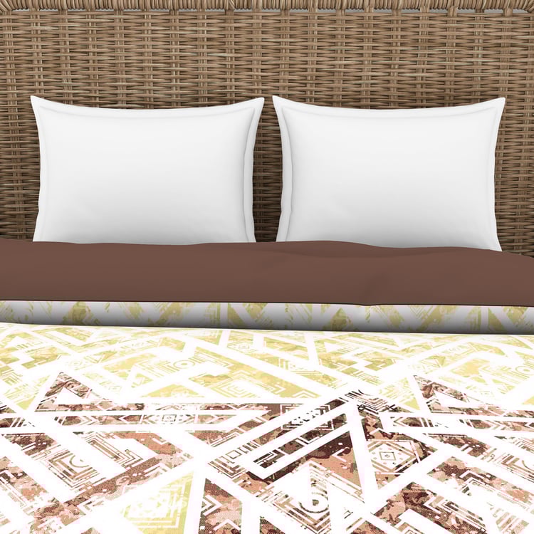 SPACES Geostance Brown Printed Cotton Queen Quilt - 224x270cm