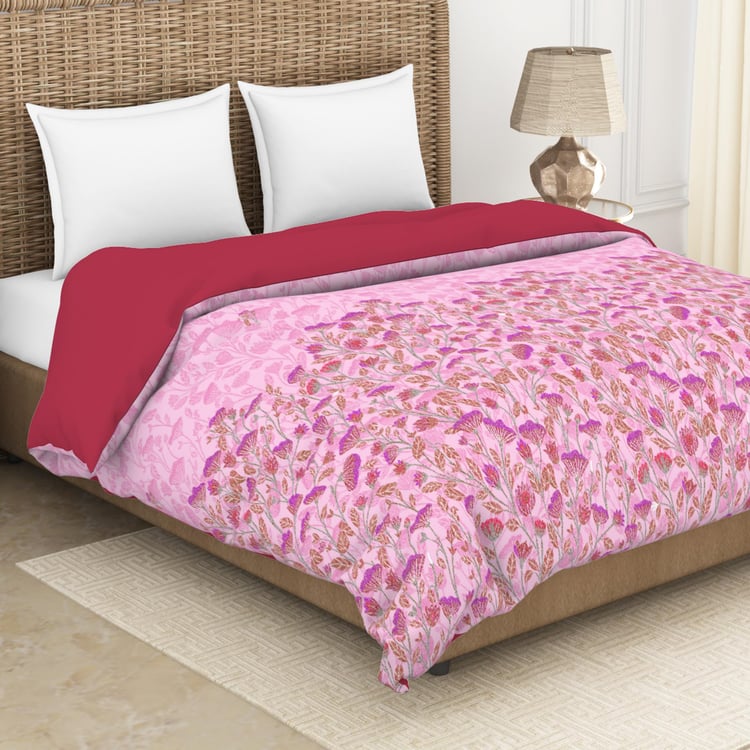 SPACES Bonica Pink Printed Cotton Queen Quilt - 224x270cm