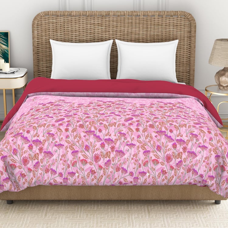 SPACES Bonica Pink Printed Cotton Queen Quilt - 224x270cm