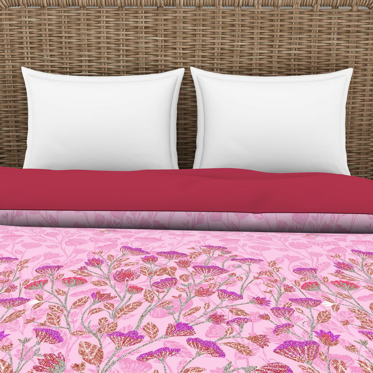 SPACES Bonica Pink Printed Cotton Queen Quilt - 224x270cm