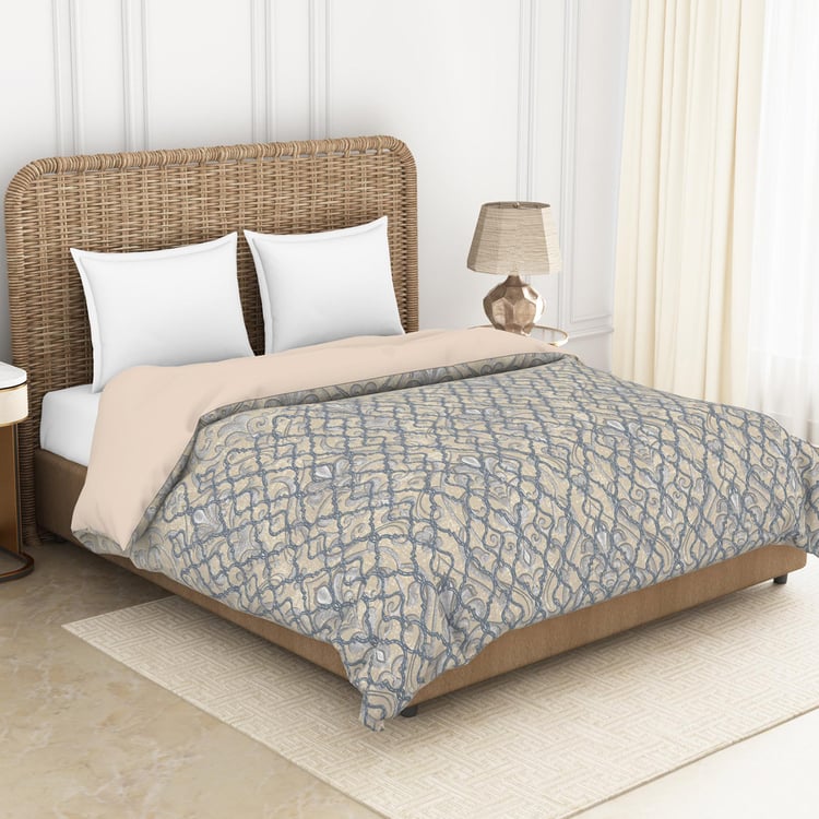 SPACES Essentials Grey Printed Cotton King Quilt - 224x270cm