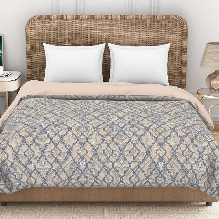 SPACES Essentials Grey Printed Cotton King Quilt - 224x270cm