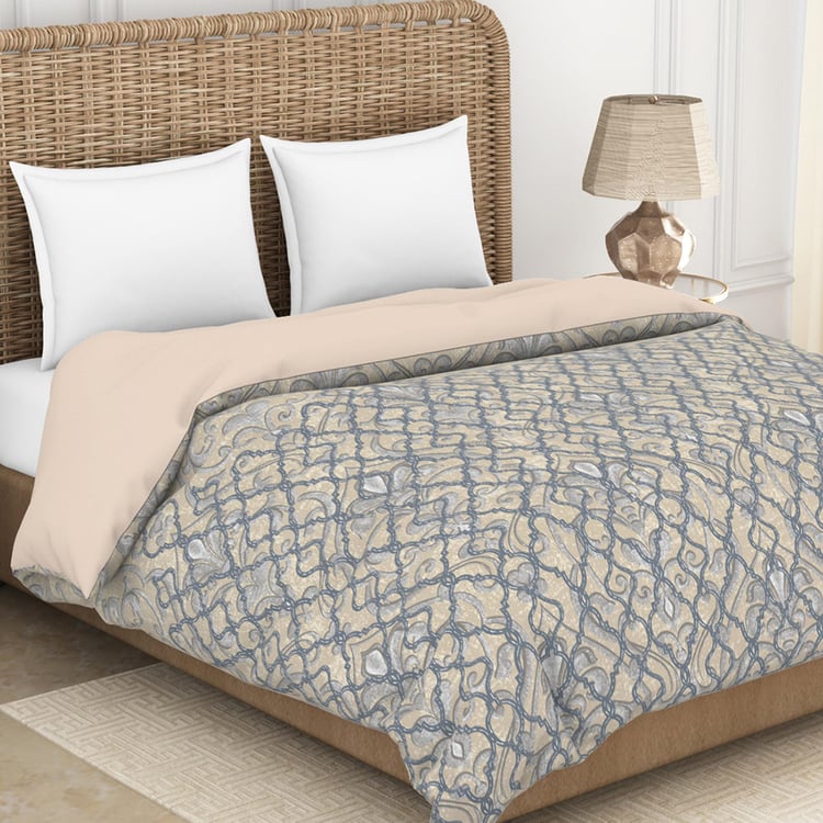 SPACES Essentials Grey Printed Cotton King Quilt - 224x270cm