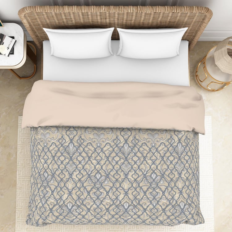 SPACES Essentials Grey Printed Cotton King Quilt - 224x270cm