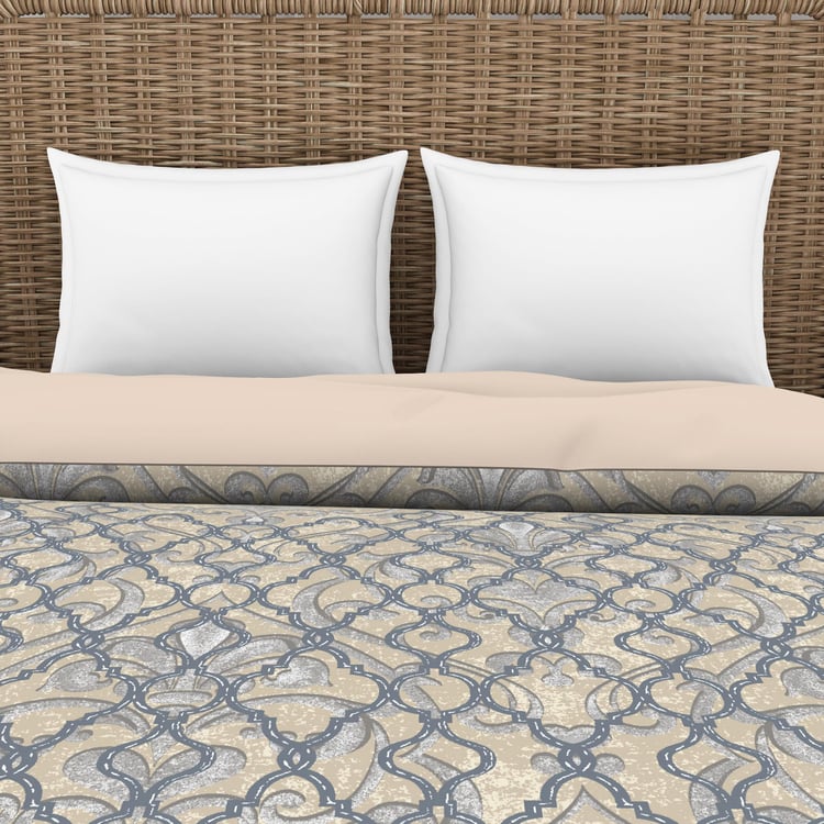 SPACES Essentials Grey Printed Cotton King Quilt - 224x270cm