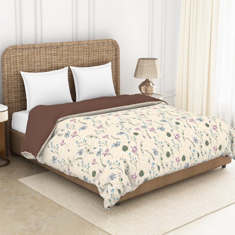 SPACES Essentials Peach Printed Cotton King Quilt - 224x270cm