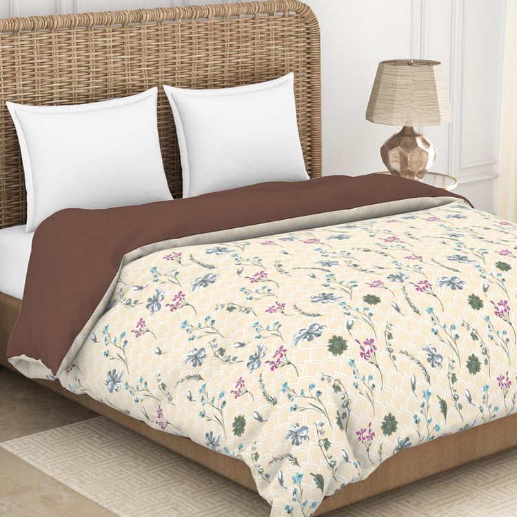 SPACES Essentials Peach Printed Cotton King Quilt - 224x270cm