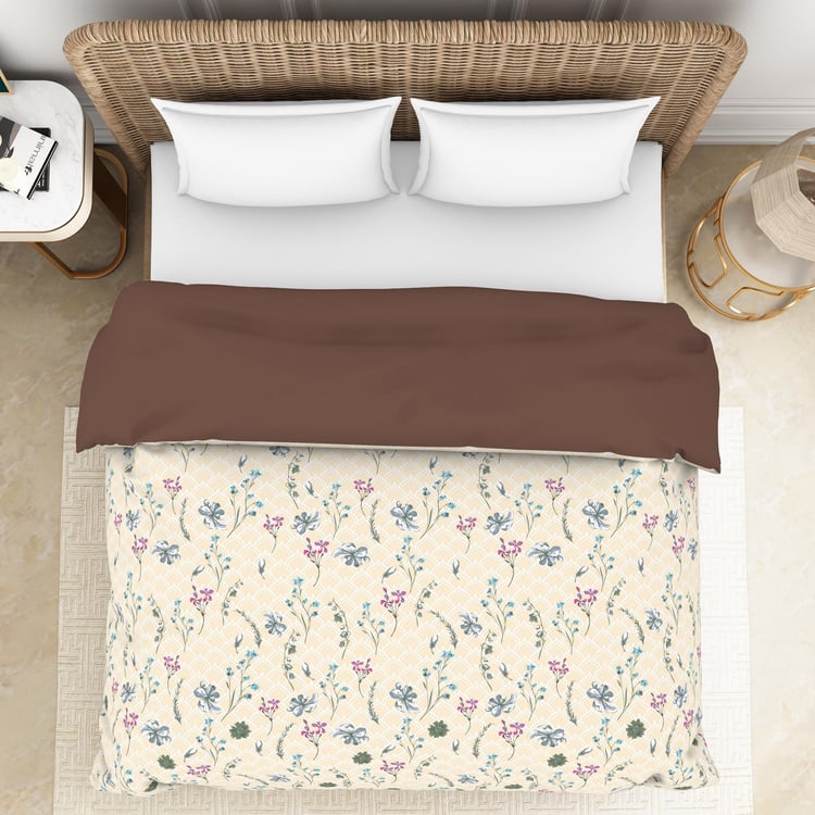 SPACES Essentials Peach Printed Cotton King Quilt - 224x270cm