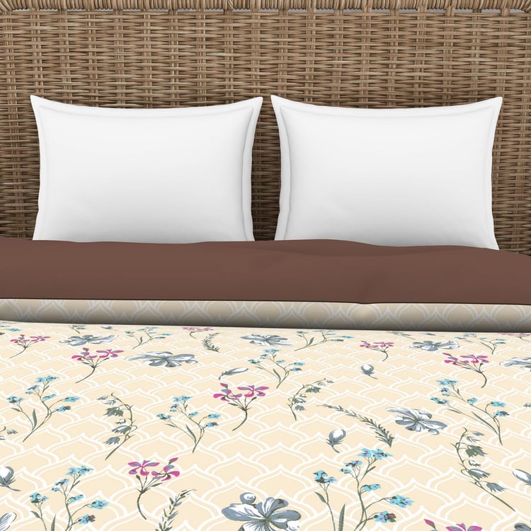 SPACES Essentials Peach Printed Cotton King Quilt - 224x270cm