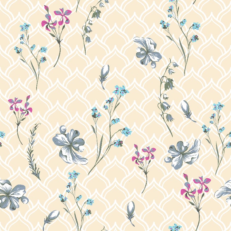 SPACES Essentials Peach Printed Cotton King Quilt - 224x270cm
