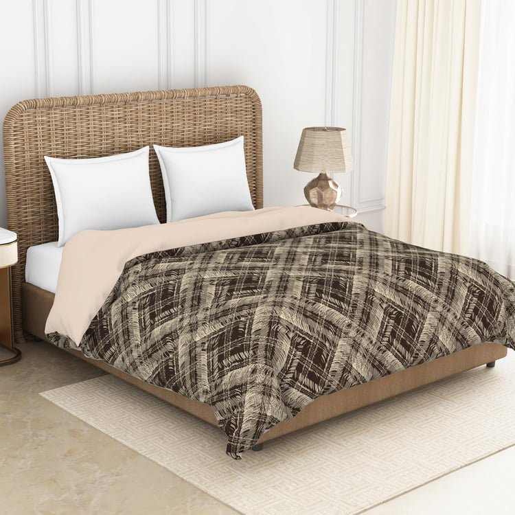 SPACES Essentials Brown Printed Cotton King Quilt - 224x270cm