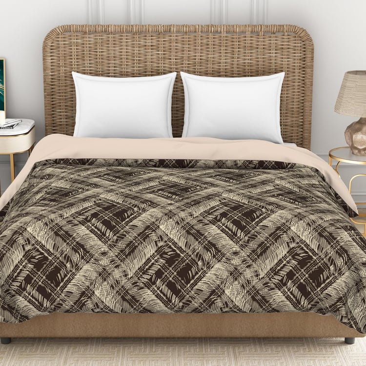 SPACES Essentials Brown Printed Cotton King Quilt - 224x270cm