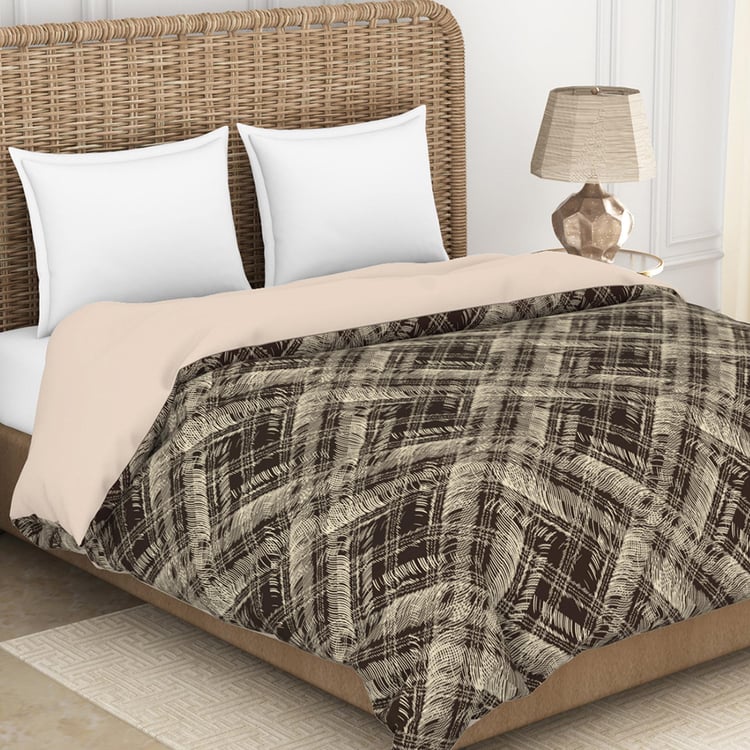 SPACES Essentials Brown Printed Cotton King Quilt - 224x270cm