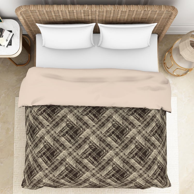 SPACES Essentials Brown Printed Cotton King Quilt - 224x270cm