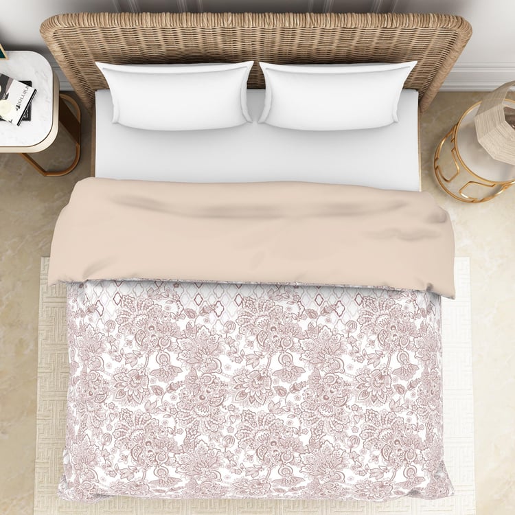 SPACES Essential White Cotton Printed Double Quilt - 224x270cm