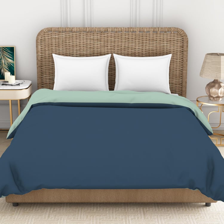 SPACES Essentials Blue Solid Cotton King Size Quilt - 224x270cm