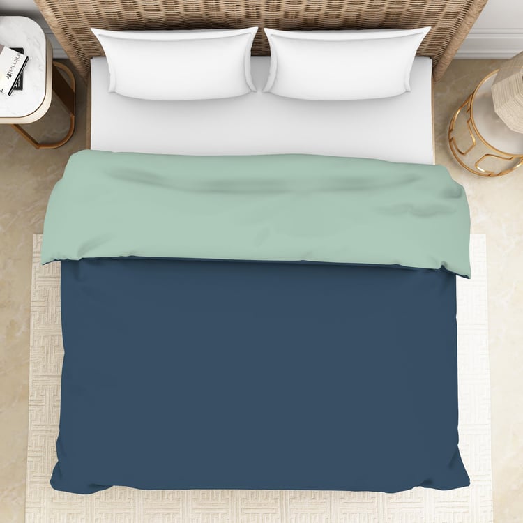 SPACES Essentials Blue Solid Cotton King Size Quilt - 224x270cm