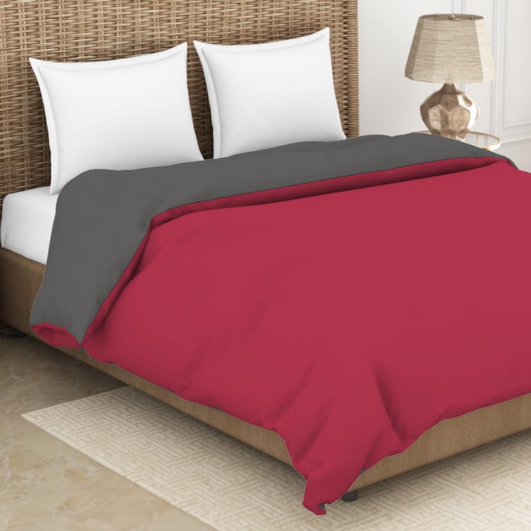 SPACES Essentials Red Solid Cotton King Size Bed Quilt - 224x270cm