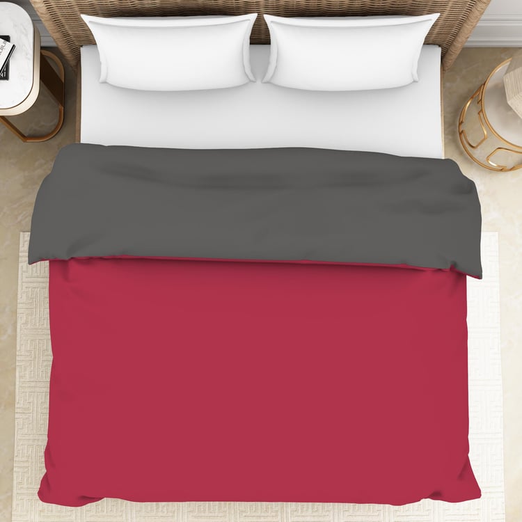 SPACES Essentials Red Solid Cotton King Size Bed Quilt - 224x270cm