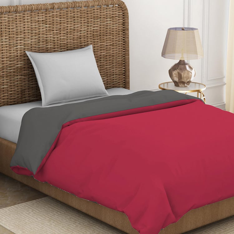 SPACES Essentials Red Solid Cotton Single Quilt - 150x218cm