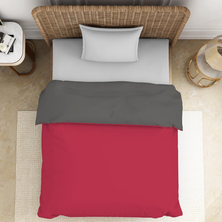 SPACES Essentials Red Solid Cotton Single Quilt - 150x218cm