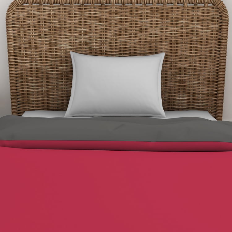 SPACES Essentials Red Solid Cotton Single Quilt - 150x218cm