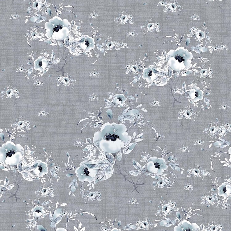 SPACES Essentials Grey Floral Printed Cotton Double Quilt - 224x270cm