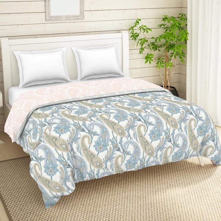 SPACES Essentials Blue Paisley Printed Cotton King Quilt - 224x270cm
